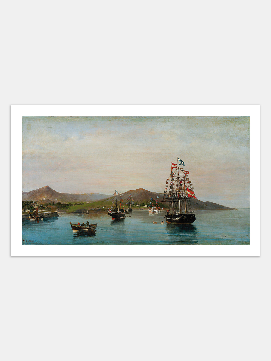 Giclee print by Konstantinos Volanakis, Flag-decked ships