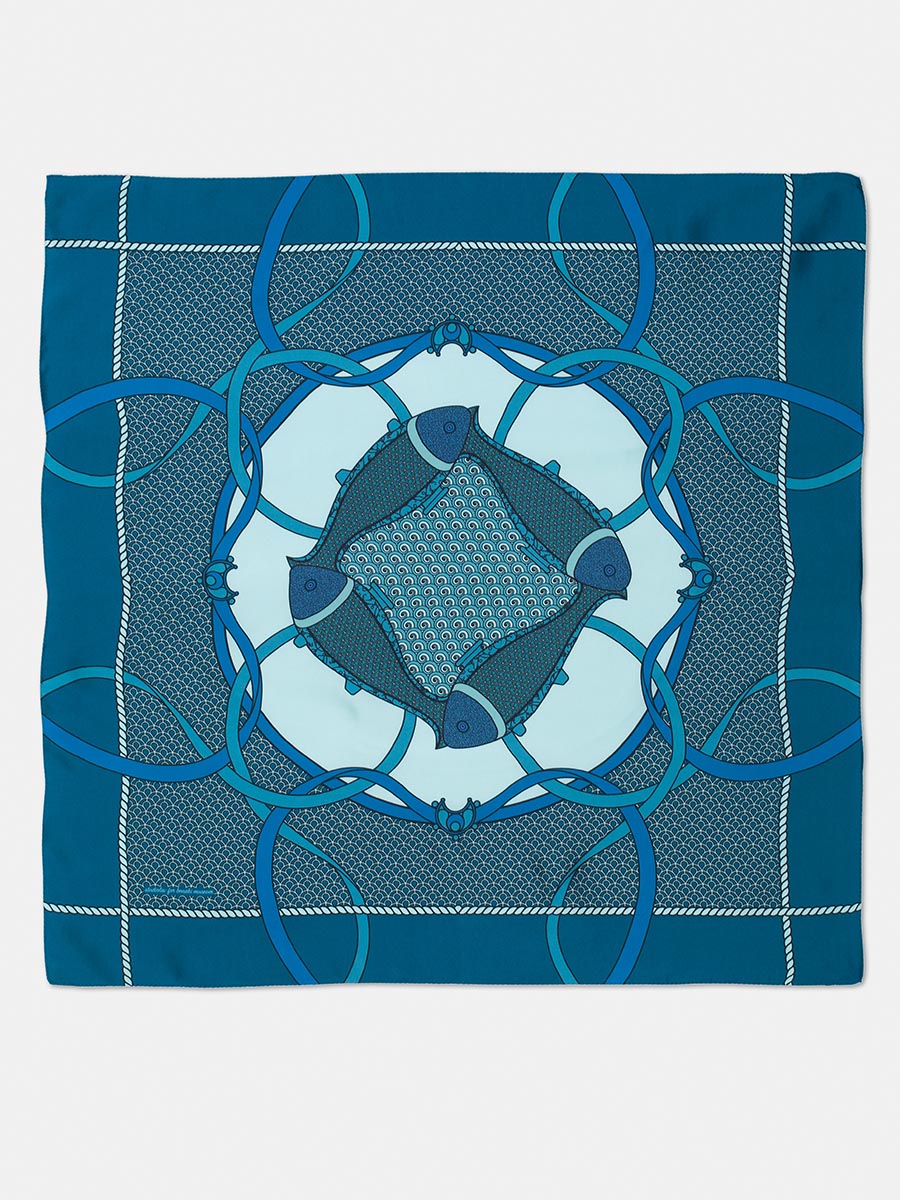 Μαντήλι με σχέδιο από πιάτο Ιζνίκ-Μπλε