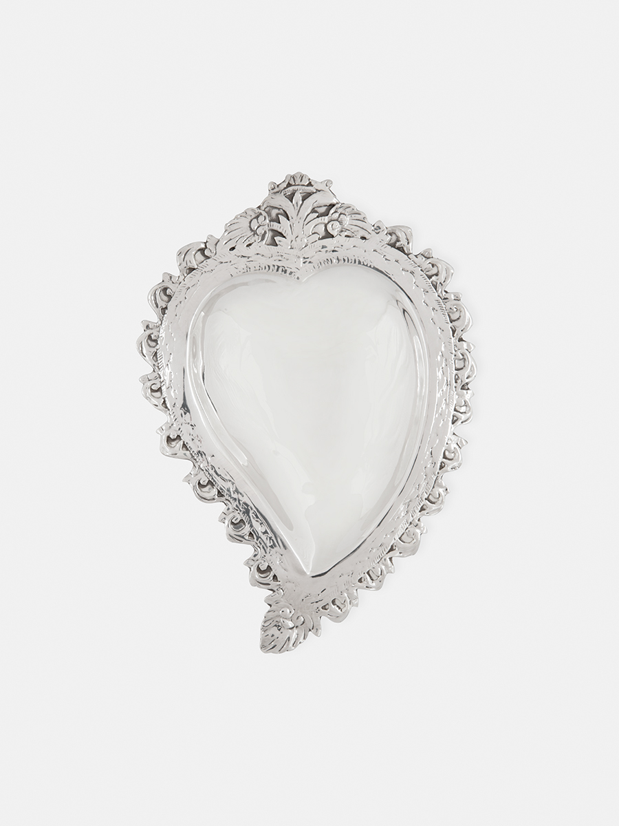 Heart shaped silver tray